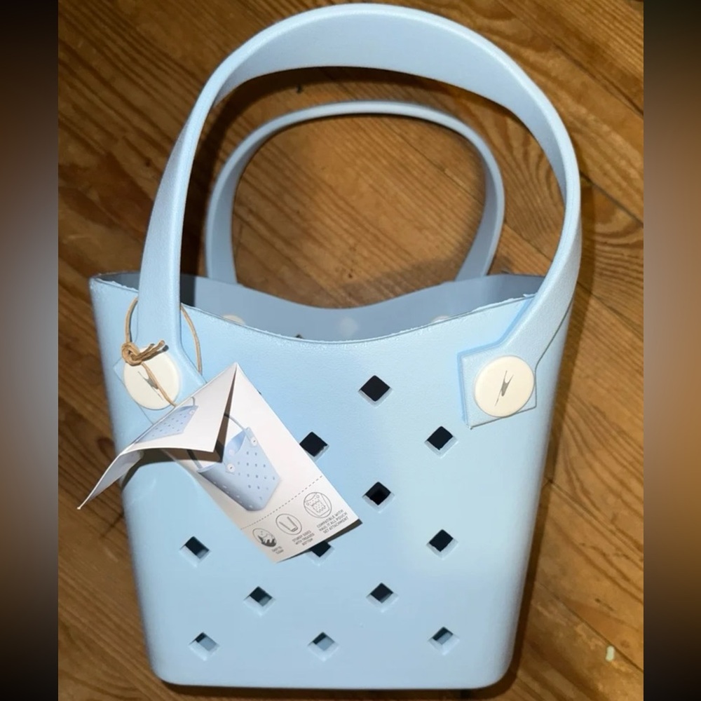 NWT Aldi CRANE mini Haul It All Tan baby blue beach bag summer